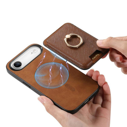 For iPhone Air Retro Cross Leather Card Bag MagSafe Phone Case(Brown) - iPhone Air Cases by buy2fix | Online Shopping UK | buy2fix