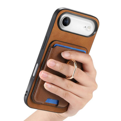 For iPhone Air Retro Cross Leather Card Bag MagSafe Phone Case(Brown) - iPhone Air Cases by buy2fix | Online Shopping UK | buy2fix