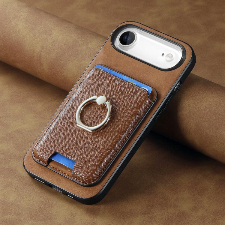 For iPhone Air Retro Cross Leather Card Bag MagSafe Phone Case(Brown) - iPhone Air Cases by buy2fix | Online Shopping UK | buy2fix