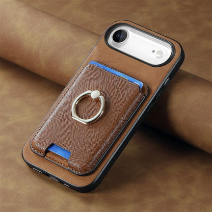 For iPhone Air Retro Cross Leather Card Bag MagSafe Phone Case(Brown) - iPhone Air Cases by buy2fix | Online Shopping UK | buy2fix