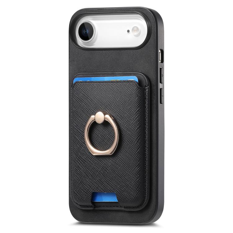 For iPhone Air Retro Cross Leather Card Bag MagSafe Phone Case(Black) - iPhone Air Cases by buy2fix | Online Shopping UK | buy2fix