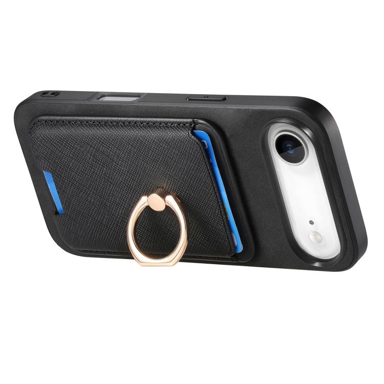 For iPhone Air Retro Cross Leather Card Bag MagSafe Phone Case(Black) - iPhone Air Cases by buy2fix | Online Shopping UK | buy2fix