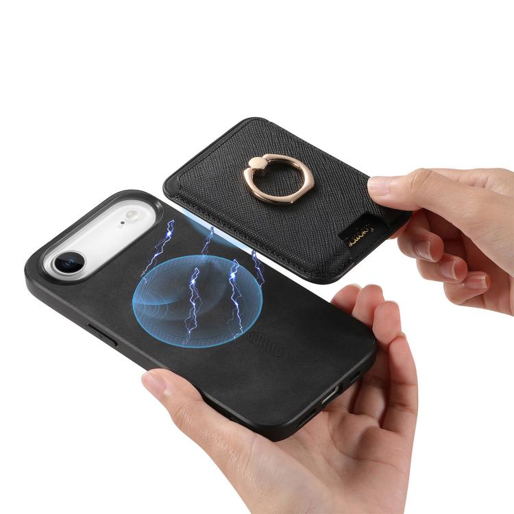 For iPhone Air Retro Cross Leather Card Bag MagSafe Phone Case(Black) - iPhone Air Cases by buy2fix | Online Shopping UK | buy2fix