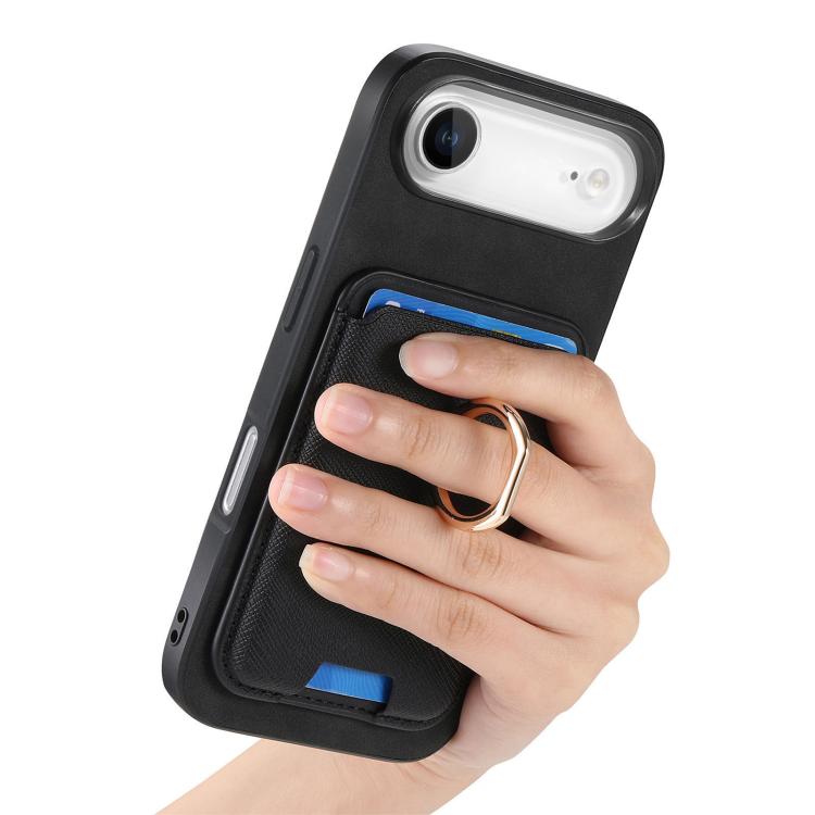 For iPhone Air Retro Cross Leather Card Bag MagSafe Phone Case(Black) - iPhone Air Cases by buy2fix | Online Shopping UK | buy2fix