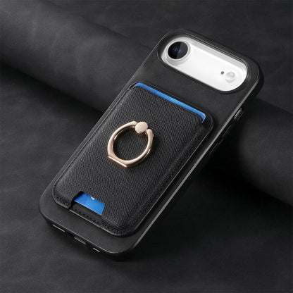 For iPhone Air Retro Cross Leather Card Bag MagSafe Phone Case(Black) - iPhone Air Cases by buy2fix | Online Shopping UK | buy2fix