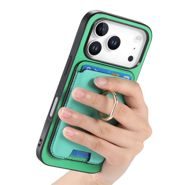 For iPhone 17 Pro Retro Cross Leather Card Bag MagSafe Phone Case(Green) - iPhone 17 Pro Cases by buy2fix | Online Shopping UK | buy2fix