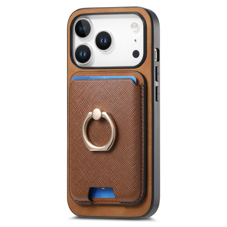 For iPhone 17 Pro Retro Cross Leather Card Bag MagSafe Phone Case(Brown) - iPhone 17 Pro Cases by buy2fix | Online Shopping UK | buy2fix