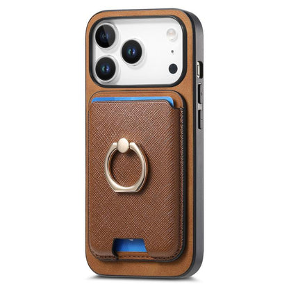 For iPhone 17 Pro Retro Cross Leather Card Bag MagSafe Phone Case(Brown) - iPhone 17 Pro Cases by buy2fix | Online Shopping UK | buy2fix