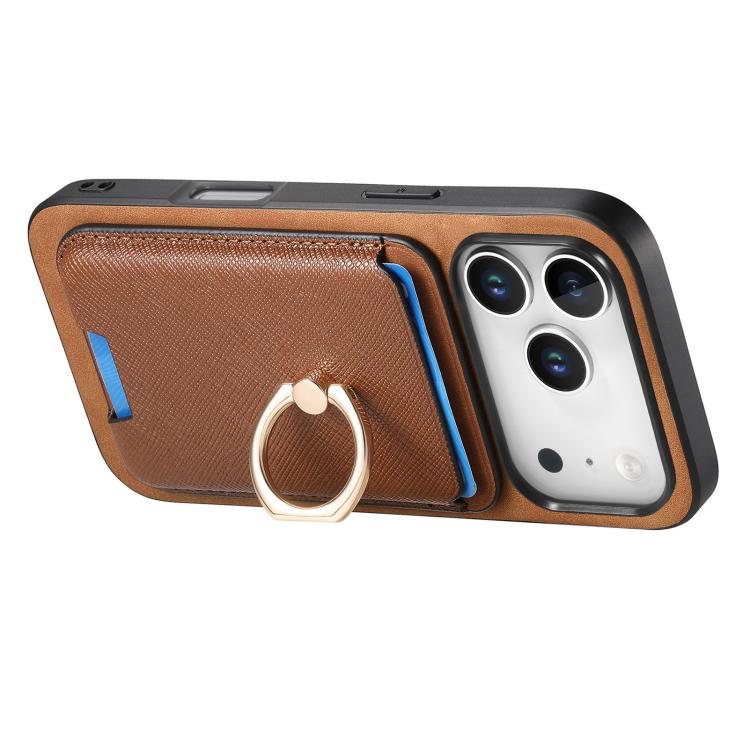 For iPhone 17 Pro Retro Cross Leather Card Bag MagSafe Phone Case(Brown) - iPhone 17 Pro Cases by buy2fix | Online Shopping UK | buy2fix