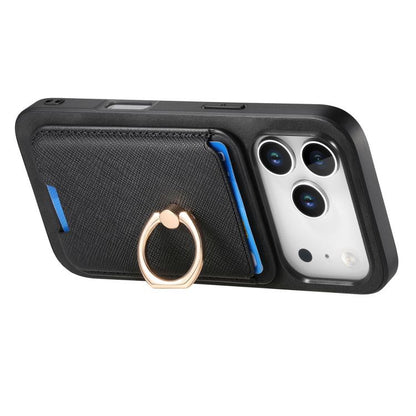 For iPhone 17 Pro Retro Cross Leather Card Bag MagSafe Phone Case(Black) - iPhone 17 Pro Cases by buy2fix | Online Shopping UK | buy2fix