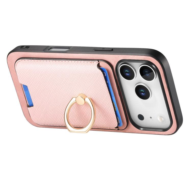 For iPhone 17 Pro Max Retro Cross Leather Card Bag MagSafe Phone Case(Pink) - iPhone 17 Pro Max Cases by buy2fix | Online Shopping UK | buy2fix