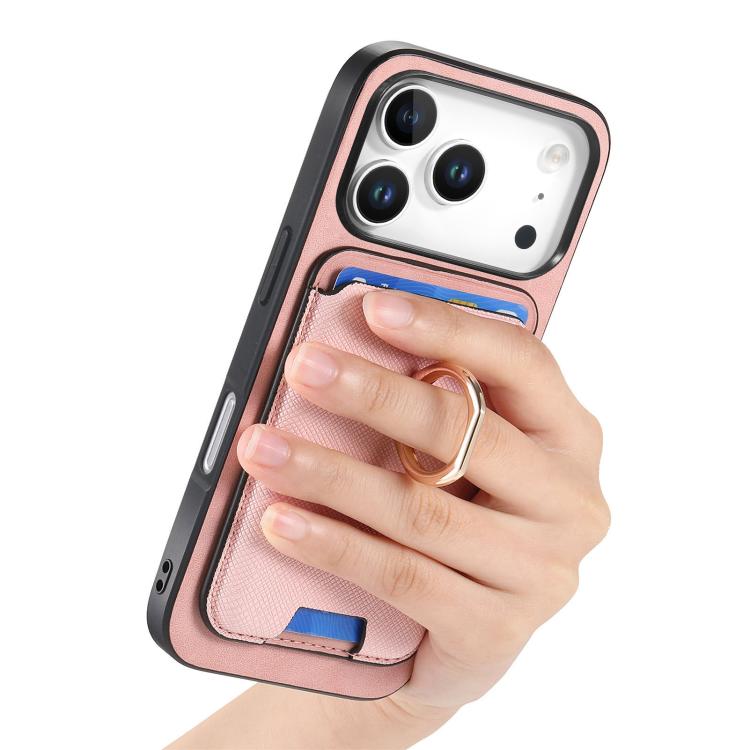 For iPhone 17 Pro Max Retro Cross Leather Card Bag MagSafe Phone Case(Pink) - iPhone 17 Pro Max Cases by buy2fix | Online Shopping UK | buy2fix