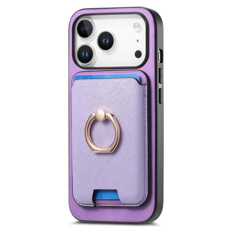 For iPhone 17 Pro Max Retro Cross Leather Card Bag MagSafe Phone Case(Purple) - iPhone 17 Pro Max Cases by buy2fix | Online Shopping UK | buy2fix