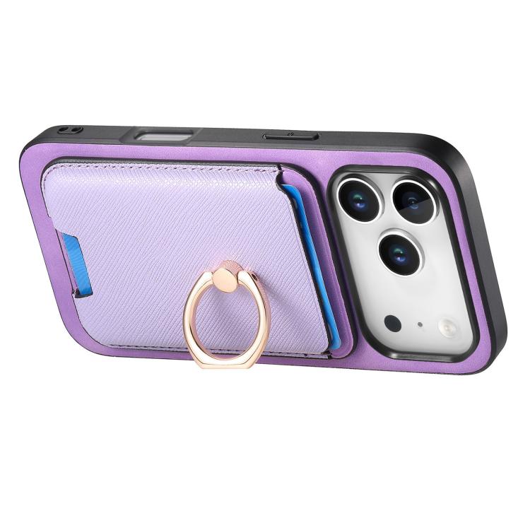 For iPhone 17 Pro Max Retro Cross Leather Card Bag MagSafe Phone Case(Purple) - iPhone 17 Pro Max Cases by buy2fix | Online Shopping UK | buy2fix