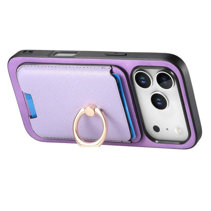 For iPhone 17 Pro Max Retro Cross Leather Card Bag MagSafe Phone Case(Purple) - iPhone 17 Pro Max Cases by buy2fix | Online Shopping UK | buy2fix