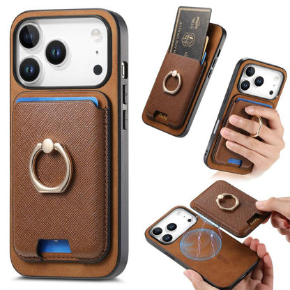 For iPhone 17 Pro Max Retro Cross Leather Card Bag MagSafe Phone Case(Brown) - iPhone 17 Pro Max Cases by buy2fix | Online Shopping UK | buy2fix