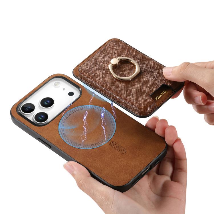 For iPhone 17 Pro Max Retro Cross Leather Card Bag MagSafe Phone Case(Brown) - iPhone 17 Pro Max Cases by buy2fix | Online Shopping UK | buy2fix