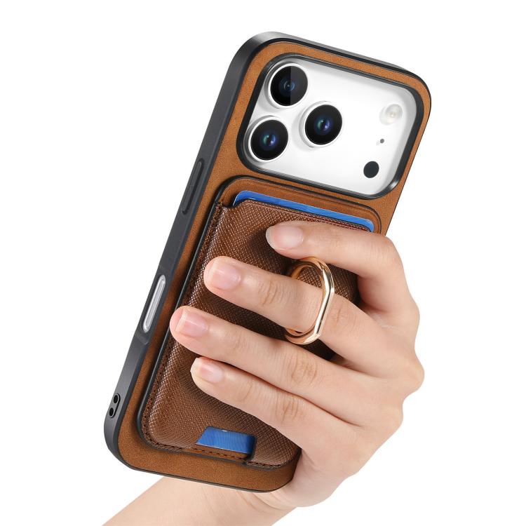 For iPhone 17 Pro Max Retro Cross Leather Card Bag MagSafe Phone Case(Brown) - iPhone 17 Pro Max Cases by buy2fix | Online Shopping UK | buy2fix