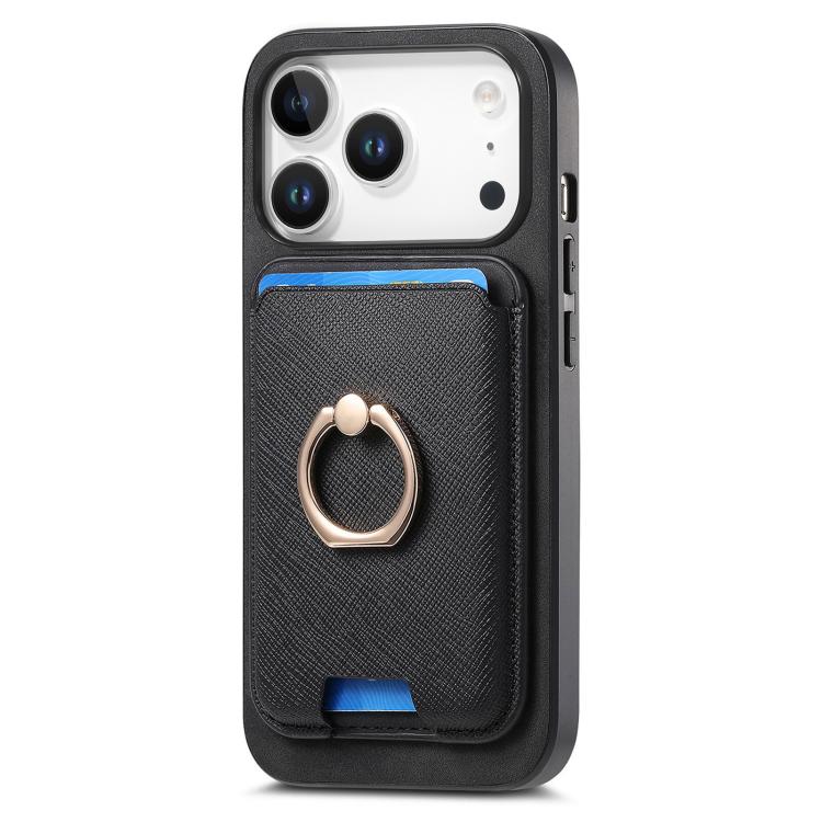 For iPhone 17 Pro Max Retro Cross Leather Card Bag MagSafe Phone Case(Black) - iPhone 17 Pro Max Cases by buy2fix | Online Shopping UK | buy2fix