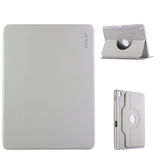 For iPad Air 10.5 / Pro 10.5 / 10.2 ENKAY 360 Rotation TPU Leather Smart Tablet Case with Pen Slot(Grey)