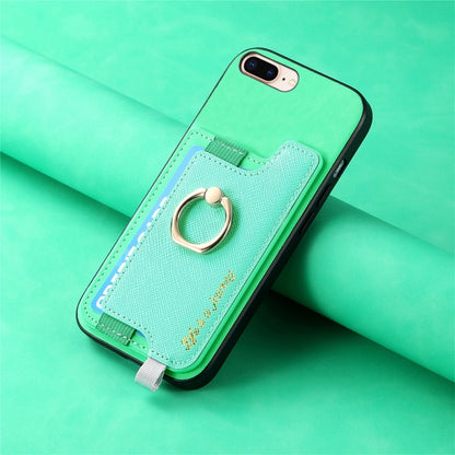 For iPhone XR Retro Magsafe Cross Leather Ring Holder Card Bag Phone Case(Green) - More iPhone Cases by buy2fix | Online Shopping UK | buy2fix