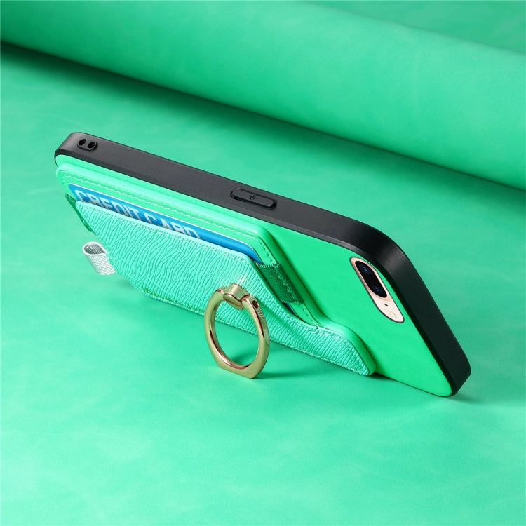 For iPhone XR Retro Magsafe Cross Leather Ring Holder Card Bag Phone Case(Green) - More iPhone Cases by buy2fix | Online Shopping UK | buy2fix