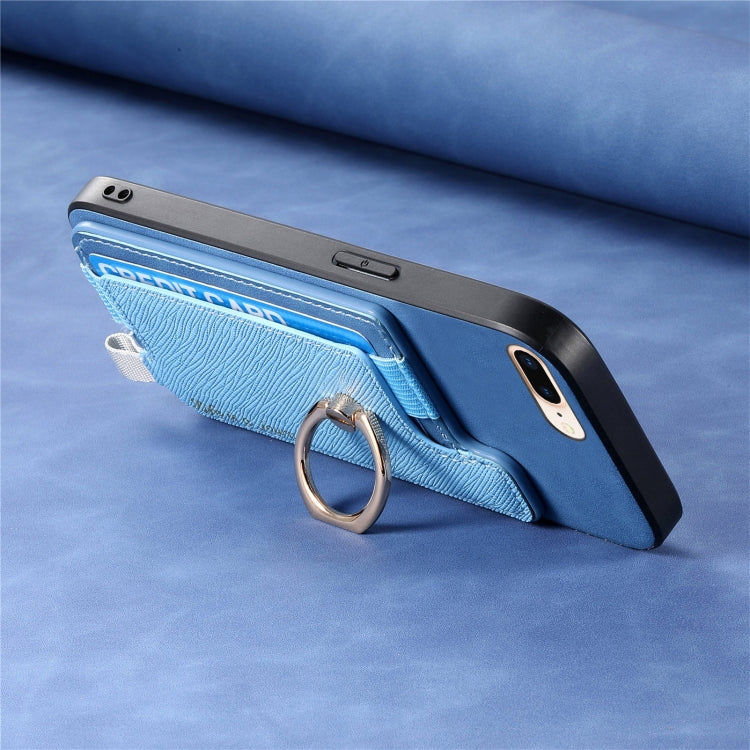For iPhone XS Max Retro Magsafe Cross Leather Ring Holder Card Bag Phone Case(Blue) - More iPhone Cases by buy2fix | Online Shopping UK | buy2fix
