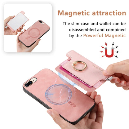 For iPhone XS Max Retro Magsafe Cross Leather Ring Holder Card Bag Phone Case(Pink) - More iPhone Cases by buy2fix | Online Shopping UK | buy2fix