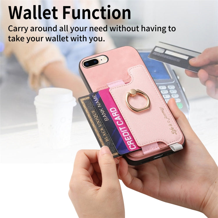 For iPhone XS Max Retro Magsafe Cross Leather Ring Holder Card Bag Phone Case(Pink) - More iPhone Cases by buy2fix | Online Shopping UK | buy2fix