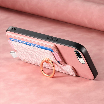 For iPhone XS Max Retro Magsafe Cross Leather Ring Holder Card Bag Phone Case(Pink) - More iPhone Cases by buy2fix | Online Shopping UK | buy2fix