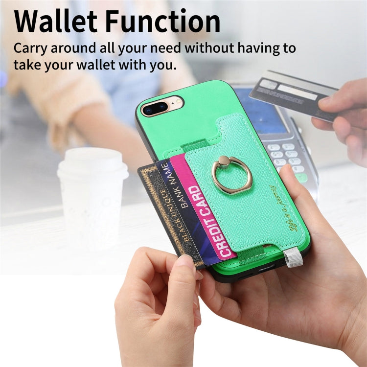 For iPhone XS Max Retro Magsafe Cross Leather Ring Holder Card Bag Phone Case(Green) - More iPhone Cases by buy2fix | Online Shopping UK | buy2fix