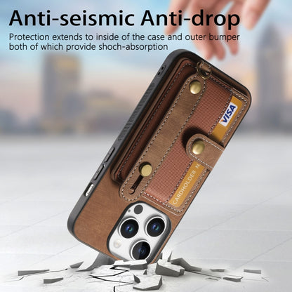 For iPhone 16 Pro Max Retro Cross Wristband Wallet Leather Back Phone Case(Brown) by buy2fix