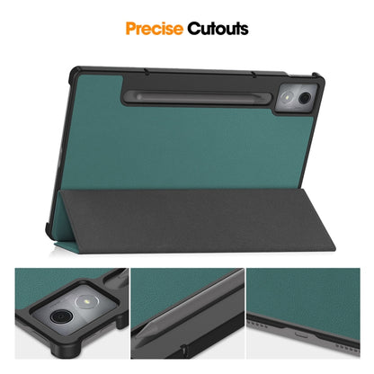 For Lenovo Xiaoxin Pad Pro 12.7 2025 ENKAY Tri-fold Custer Texture Platic Leather Smart Tablet Case(Dark Blue) - Lenovo by ENKAY | Online Shopping UK | buy2fix
