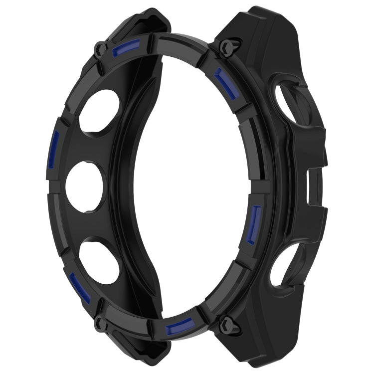 For Garmin Fenix 8 AMOLED 51mm Armor Hollow TPU Half Coverage Watch Protective Case(Black Blue) - Watch Cases by buy2fix | Online Shopping UK | buy2fix