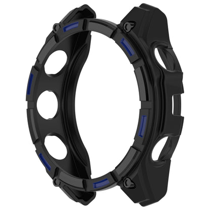 For Garmin Fenix 8 AMOLED 51mm Armor Hollow TPU Half Coverage Watch Protective Case(Black Blue) - Watch Cases by buy2fix | Online Shopping UK | buy2fix
