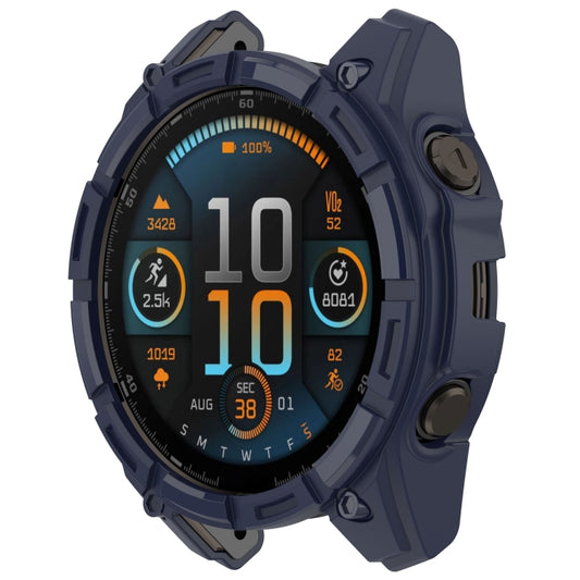 For Garmin Fenix 8 AMOLED 51mm Armor Hollow TPU Half Coverage Watch Protective Case(Midnight Blue) - Watch Cases by buy2fix | Online Shopping UK | buy2fix