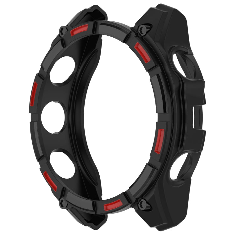 For Garmin Fenix 8 AMOLED 47mm Armor Hollow TPU Half Coverage Watch Protective Case(Black Red) - Watch Cases by buy2fix | Online Shopping UK | buy2fix