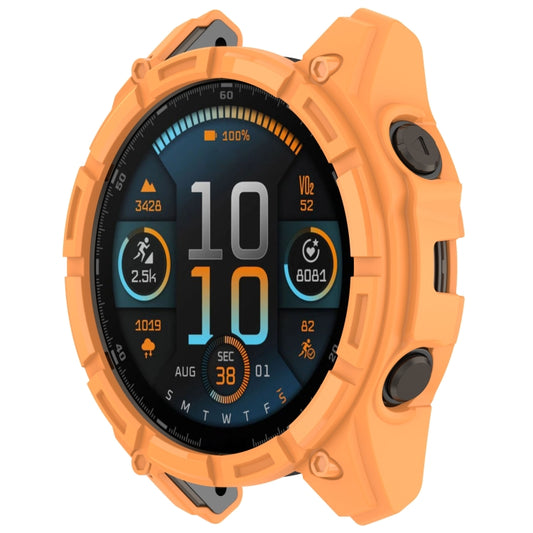 For Garmin Fenix 8 AMOLED 43mm Armor Hollow TPU Half Coverage Watch Protective Case(Orange) - Watch Cases by buy2fix | Online Shopping UK | buy2fix