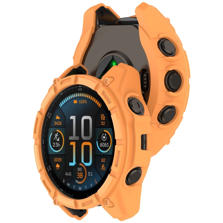 For Garmin Fenix 8 AMOLED 43mm Armor Hollow TPU Half Coverage Watch Protective Case(Orange) - Watch Cases by buy2fix | Online Shopping UK | buy2fix