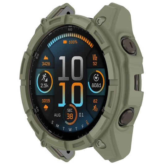 For Garmin Fenix 8 AMOLED 43mm Armor Hollow TPU Half Coverage Watch Protective Case(Juugle Green) - Watch Cases by buy2fix | Online Shopping UK | buy2fix