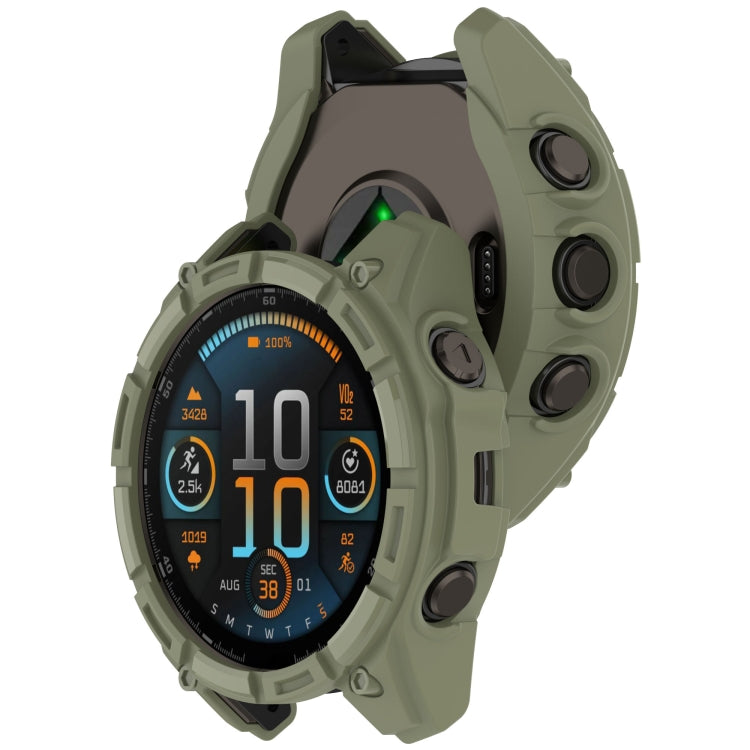 For Garmin Fenix 8 AMOLED 43mm Armor Hollow TPU Half Coverage Watch Protective Case(Juugle Green) - Watch Cases by buy2fix | Online Shopping UK | buy2fix