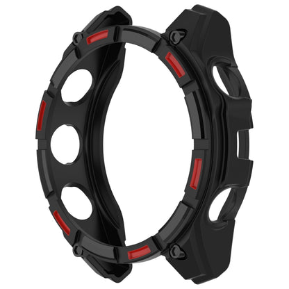 For Garmin Fenix 8 AMOLED 43mm Armor Hollow TPU Half Coverage Watch Protective Case(Black Red) - Watch Cases by buy2fix | Online Shopping UK | buy2fix