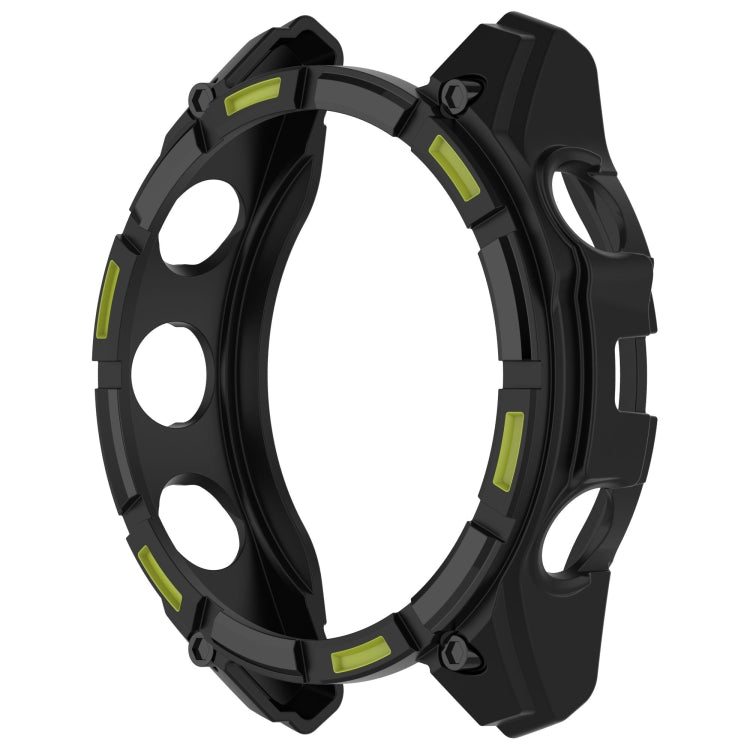 For Garmin Fenix 8 AMOLED 43mm Armor Hollow TPU Half Coverage Watch Protective Case(Black Green) - Watch Cases by buy2fix | Online Shopping UK | buy2fix