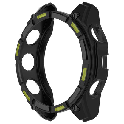 For Garmin Fenix 8 AMOLED 43mm Armor Hollow TPU Half Coverage Watch Protective Case(Black Green) - Watch Cases by buy2fix | Online Shopping UK | buy2fix