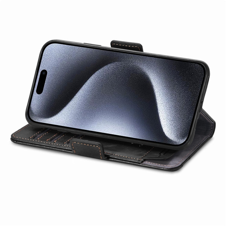 For iPhone 16 Pro Max CaseNeo Splicing Dual Magnetic Buckle Leather Phone Case(Black) by buy2fix