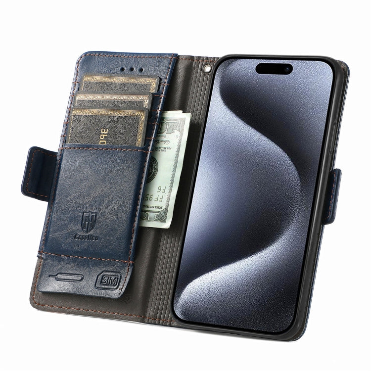 For iPhone 16 Pro Max CaseNeo Splicing Dual Magnetic Buckle Leather Phone Case(Blue) by buy2fix