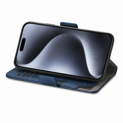 For iPhone 16 Pro Max CaseNeo Splicing Dual Magnetic Buckle Leather Phone Case(Blue) by buy2fix