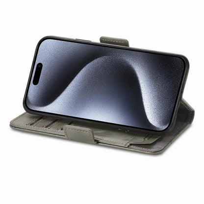 For iPhone 16 Pro Max CaseNeo Splicing Dual Magnetic Buckle Leather Phone Case(Gray) by buy2fix