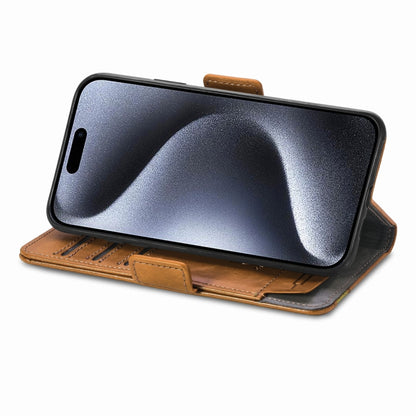 For iPhone 16 Pro Max CaseNeo Splicing Dual Magnetic Buckle Leather Phone Case(Khaki) by buy2fix