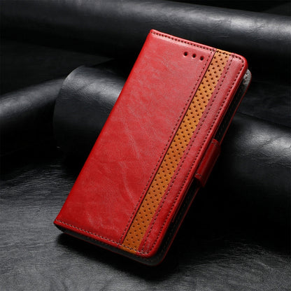 For iPhone 16 Pro Max CaseNeo Splicing Dual Magnetic Buckle Leather Phone Case(Red) by buy2fix